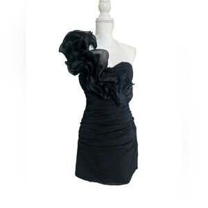 Cinderella Design Dress Mini Size Large Divine Black Ruched Ruffle‎